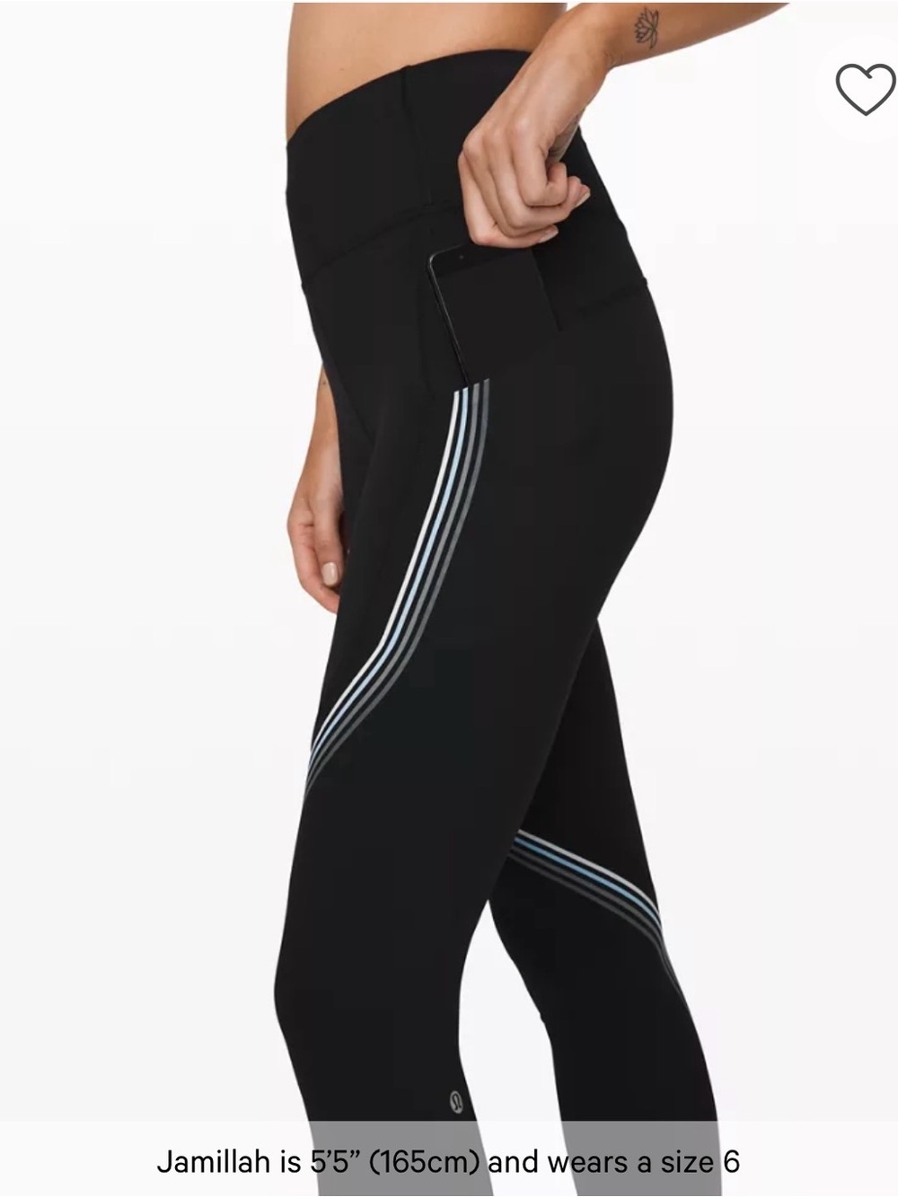 Lululemon Speed Limit High-Rise Crop 23" Black Reflective Stripe Leggings Size 8 - Picture 3 of 12